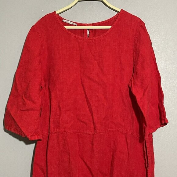 Bryn Walker Linen Blouse Tunic Women Size S Loose Lagenlook Red Beach Relax Boho - Picture 10 of 12